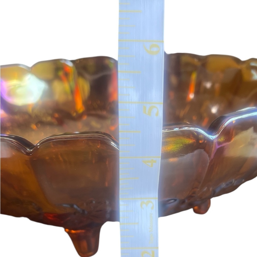 Vintage Indiana Glass Large
Amber Harvest Fruit Carnival
Glass Oval Footed Bowl - Picture 3 of 11